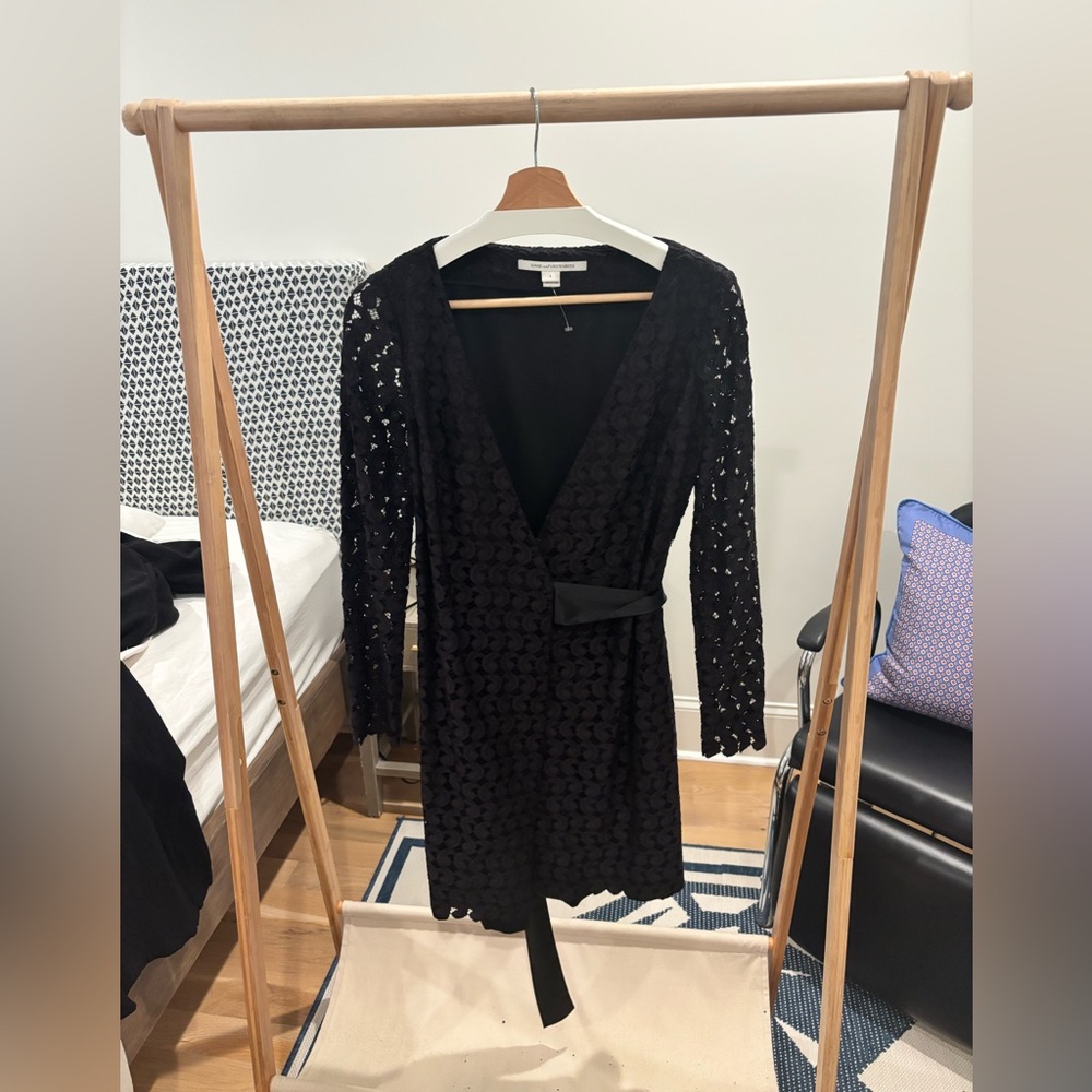 Black Lace Wrap Dress - Diane Von Furstenberg